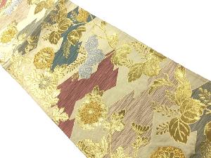 アンティーク　菊・桐模様織出し袋帯（材料）